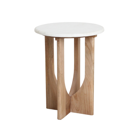 Bijzettafel Kuching Rond Marmer Wit 30 cm Raw Materials