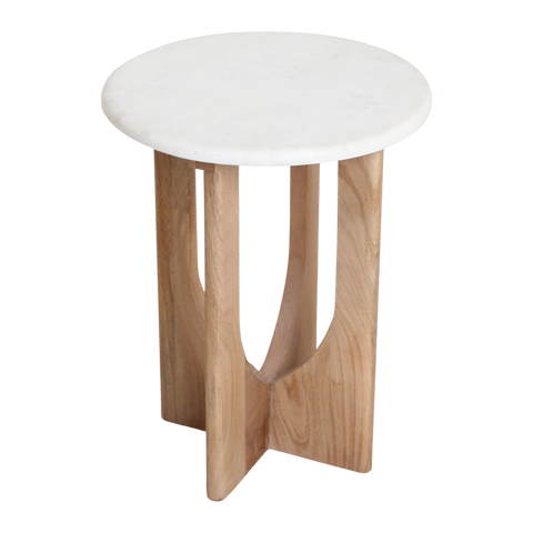 Bijzettafel Kuching Rond Marmer Wit 30 cm Raw Materials