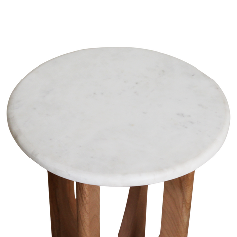 Bijzettafel Kuching Rond Marmer Wit 30 cm Raw Materials