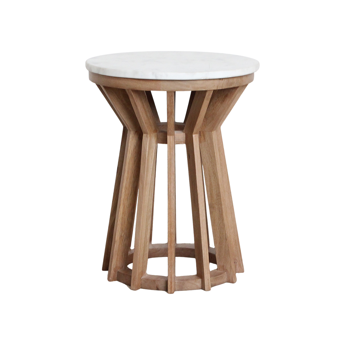 Bijzettafel Sarawak Marmer Wit Mangohout 40 cm Raw Materials Amsterdam