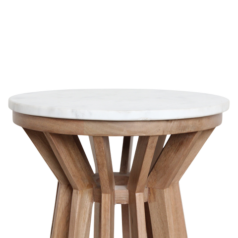 Bijzettafel Sarawak Marmer Wit Mangohout 40 cm Raw Materials Amsterdam