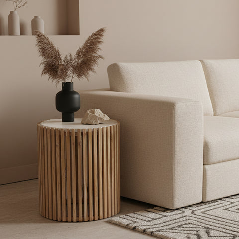 Bijzettafel Infinity Rond Marmer Wit Raw Material