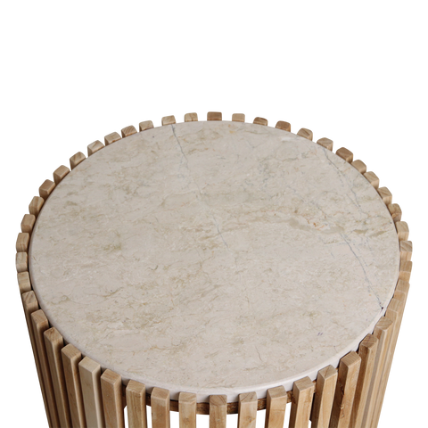 Bijzettafel Infinity Rond Marmer Wit Raw Material