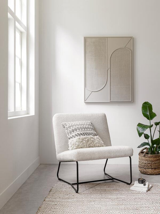 Panel de pared Elyn Crema pequeño, 102x76x4 cm, yute crema