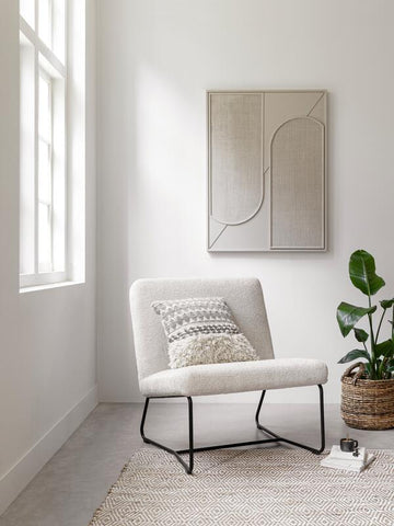 Panel de pared Elyn Crema pequeño, 102x76x4 cm, yute crema