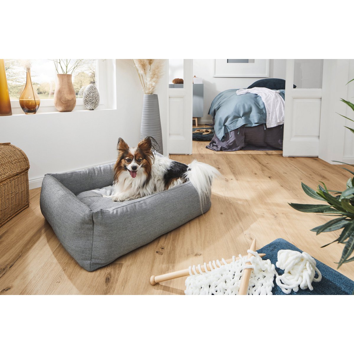 BUITEN Hundebett - GLADDE ZWARTE ZIJDE