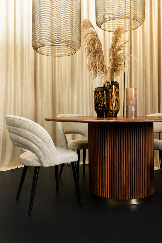 Open Cream Nanci Fabric Dining Chair