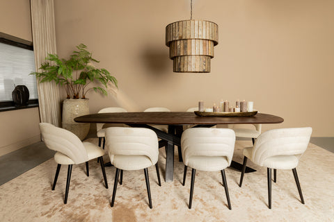 Open Cream Nanci Fabric Dining Chair