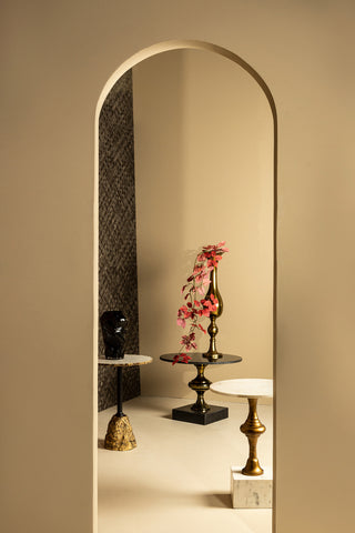 PTMD Alano Black Marble salontafel aluminium gouden tafelpoot