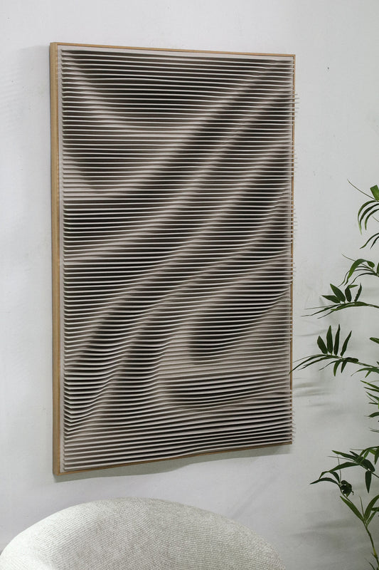 PTMD Aleishia Cream rechthoekig mdf wandpaneel golvend design