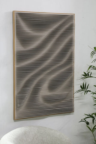 PTMD Aleishia Cream rechthoekig mdf wandpaneel golvend design
