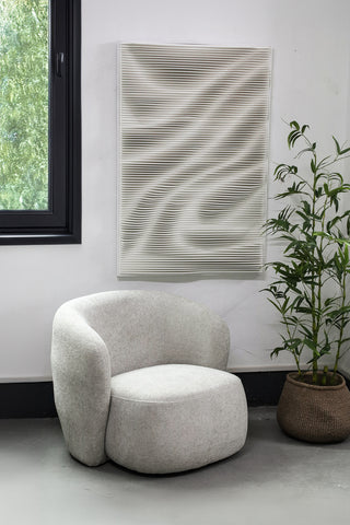 PTMD Alisha White rechthoekig mdf wandpaneel met golfdesign