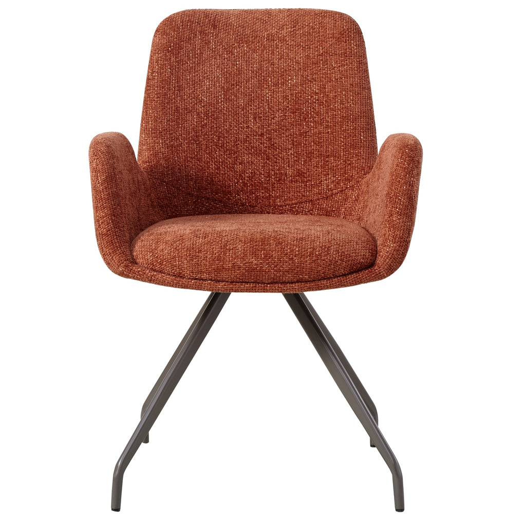 Athena Rust dining chair with Legacy 6 Deep Terra Clay legs