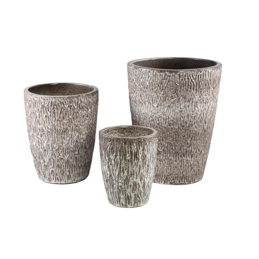 Ayli Brown glazed ceramic pot high round SV3