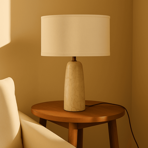 Charlotte Marmeren Lamp met Katoenen Kap – Elegante verlichting voor uw huis