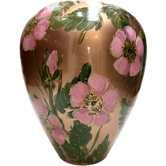 Handbeschilderde Vaas Kander M rosehip bronze Ø27,5 x H35 cm