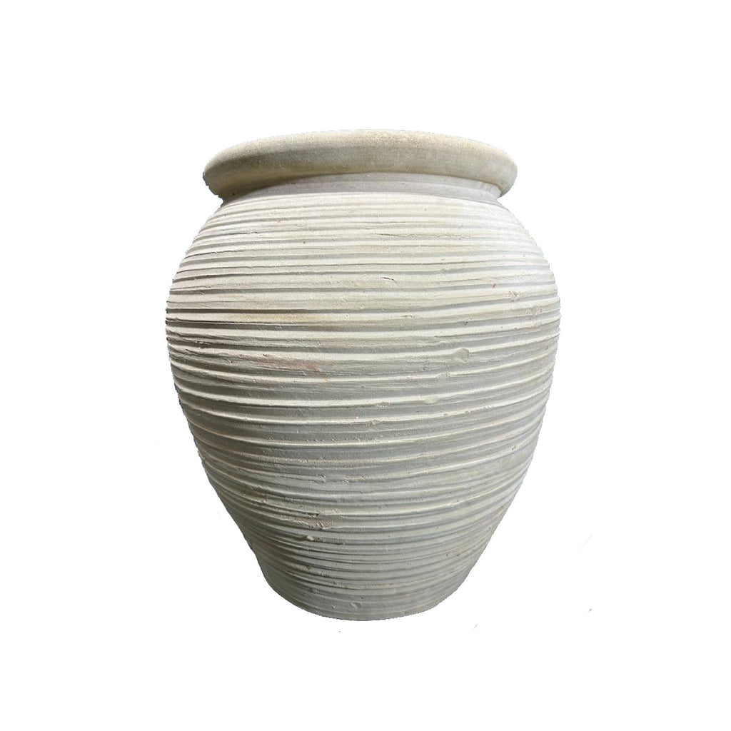 Bain Beige terracotta round pot lines big