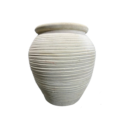 Bain Beige terracotta round pot lines big