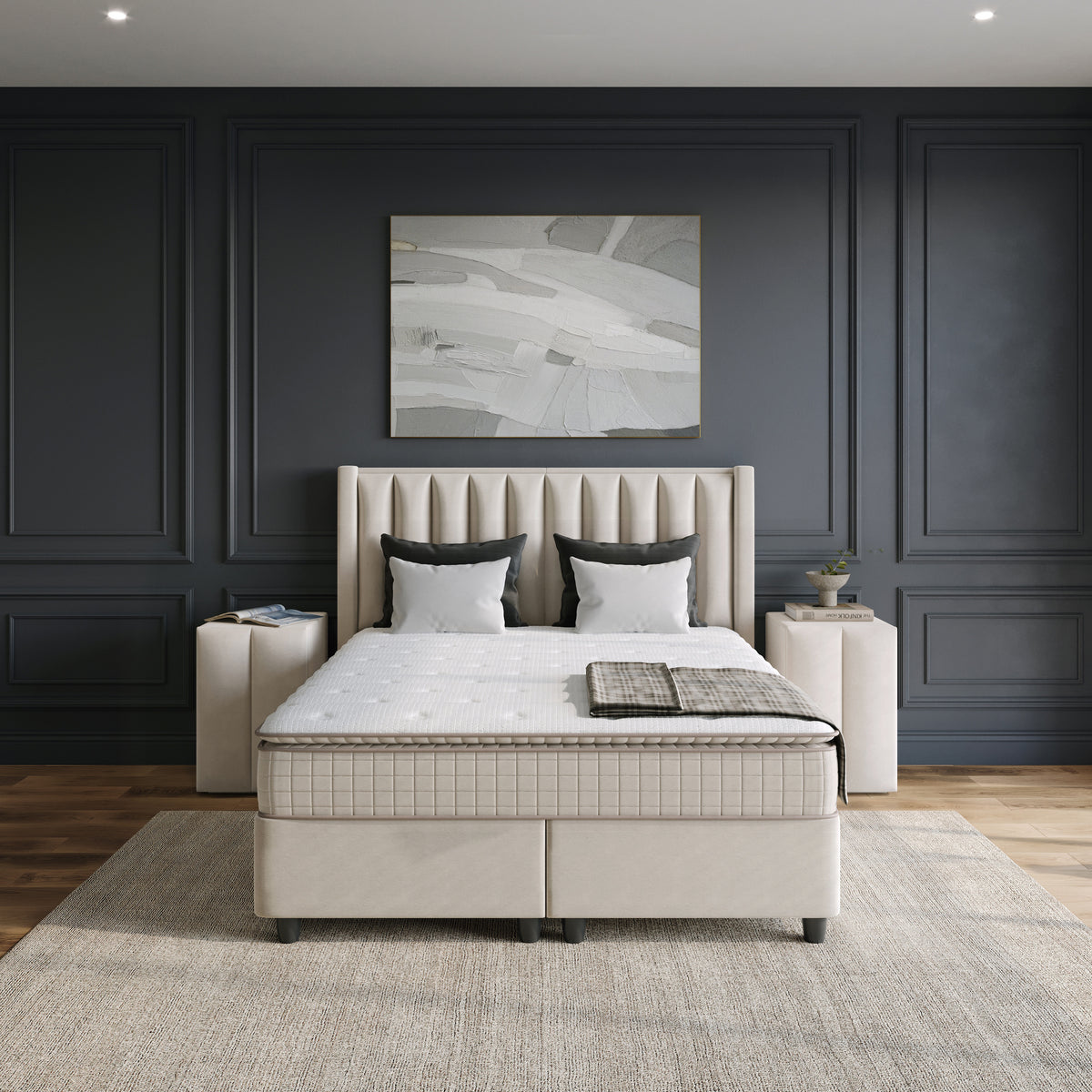 Storage Box Spring Blackpearl Beige 180x200