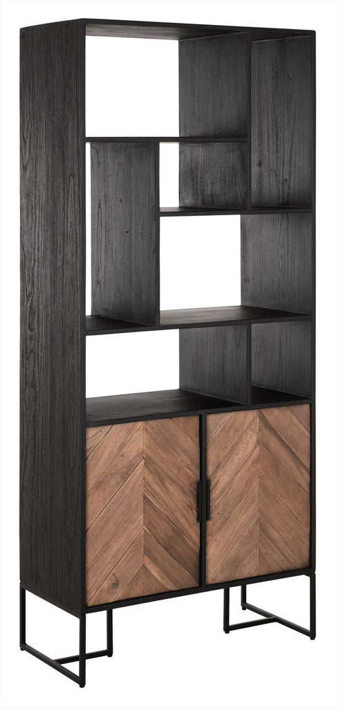 Librería en forma de cruz, 2 puertas, 7 estantes abiertos