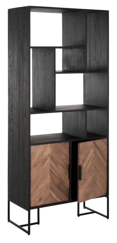Librería en forma de cruz, 2 puertas, 7 estantes abiertos