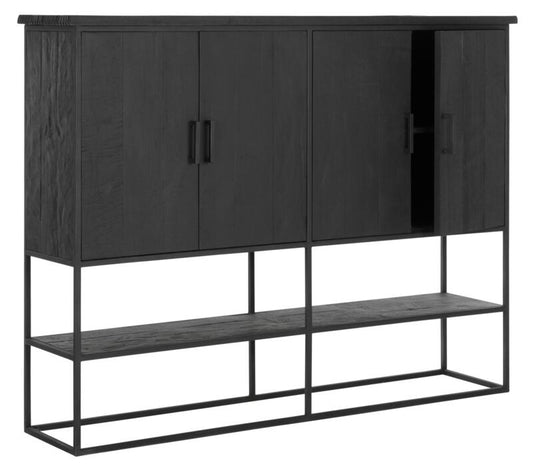 Gabinete Viga grande, 4 puertas, estante abierto NEGRO