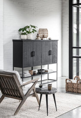 Gabinete Viga grande, 4 puertas, estante abierto NEGRO