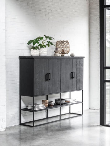 Gabinete Viga grande, 4 puertas, estante abierto NEGRO