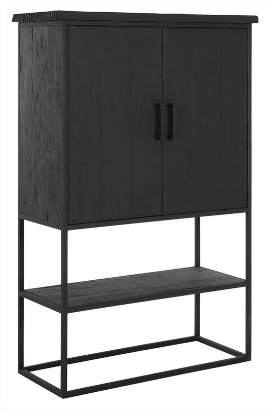 Gabinete Viga pequeña, 2 puertas, estante abierto NEGRO