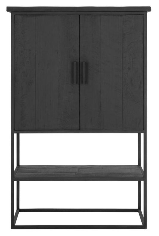 Gabinete Viga pequeña, 2 puertas, estante abierto NEGRO