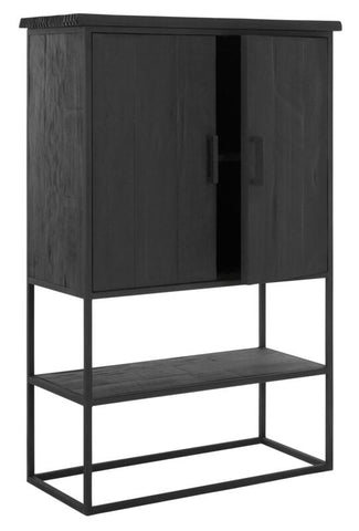 Gabinete Viga pequeña, 2 puertas, estante abierto NEGRO