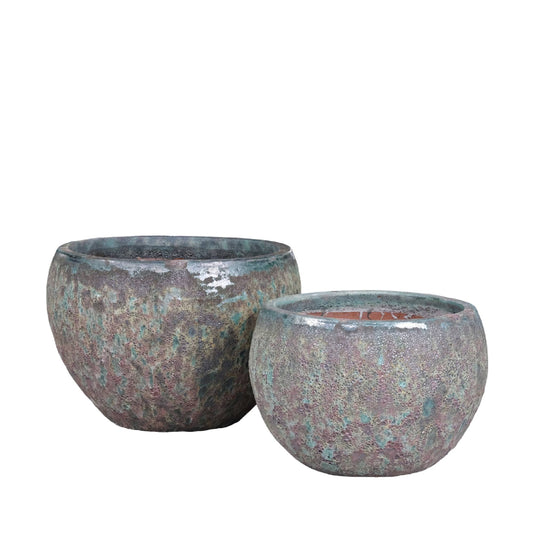 Caedyn Green round ceramic pot rough finish SV2 L