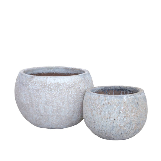 Caedyn White ronde keramische pot ruwe afwerking SV2 L