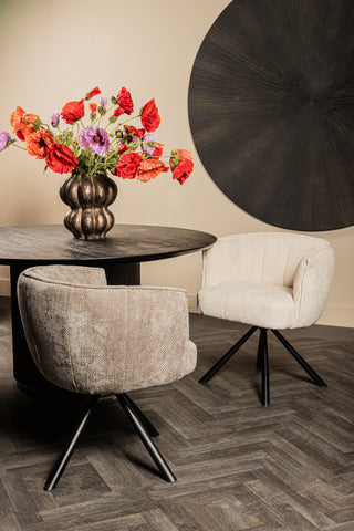 Silla de comedor giratoria color crema