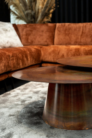 Comprador Cobre mesa de café redonda sv2