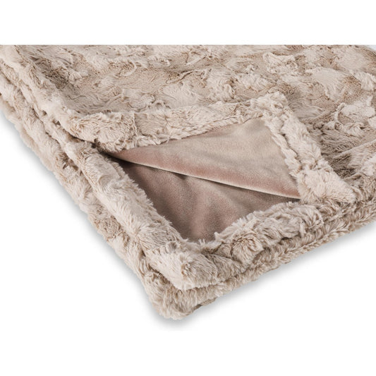 Deken COSY BEIGE - Elegante deken van imitatiebont