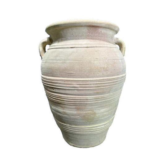 Dacia Beige terracotta round pot lines w handle