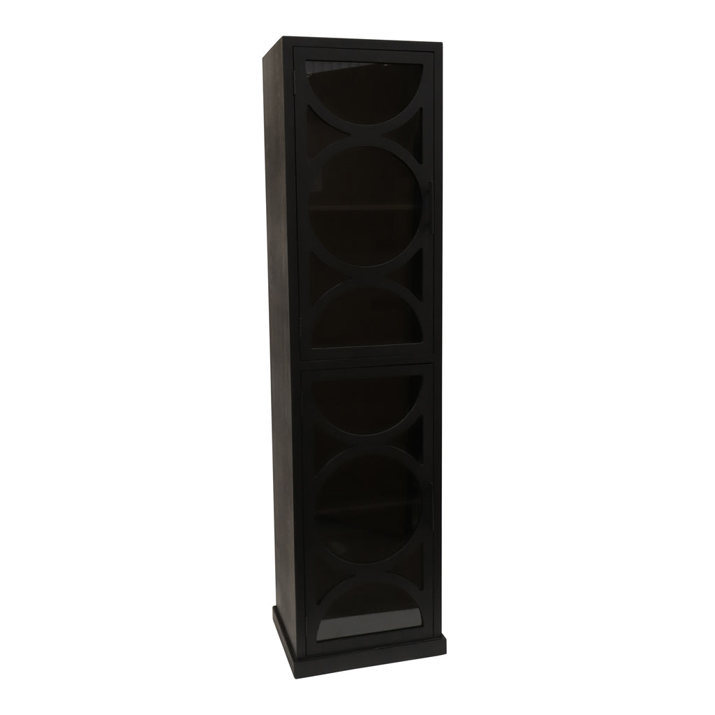 Dailey Preto armário de madeira com porta de vidro esfumaçado