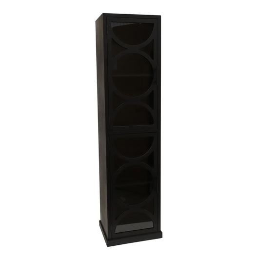 Dailey Preto armário de madeira com porta de vidro esfumaçado