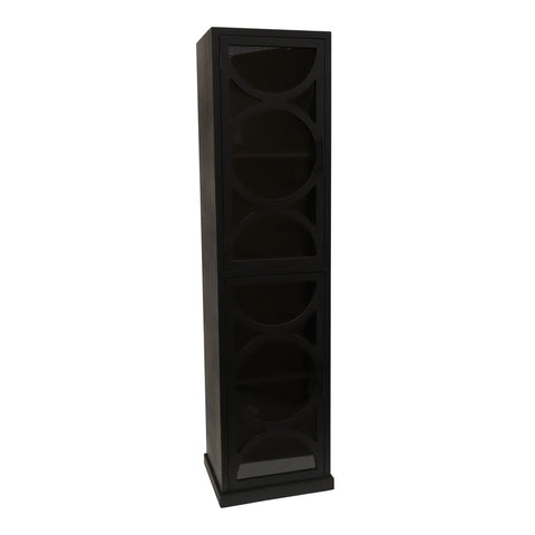Dailey Preto armário de madeira com porta de vidro esfumaçado