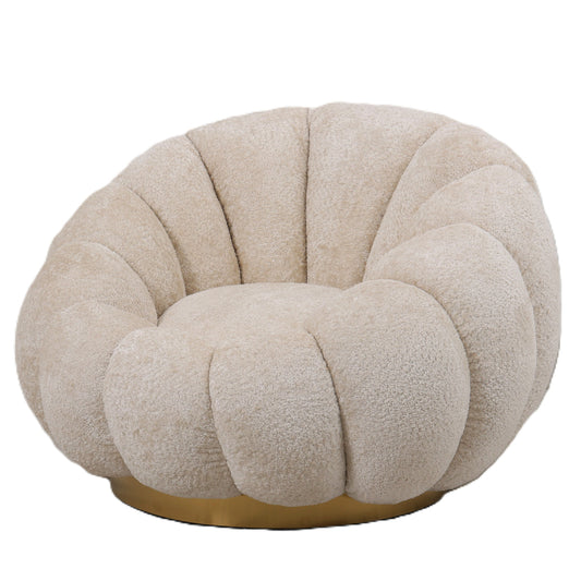 Daisy armchair crème with gold base and swivel