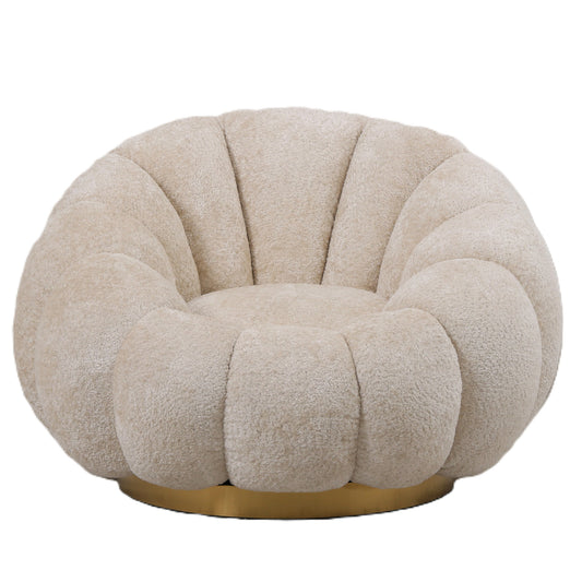 Daisy armchair crème with gold base and swivel