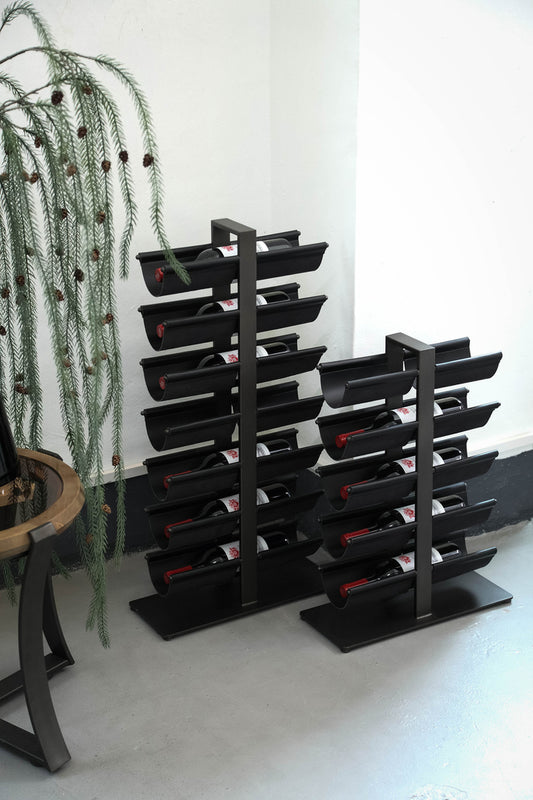 Davitt Black steel winerack PU leather holders L