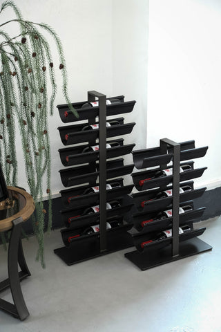 Davitt Black steel winerack PU leather holders L