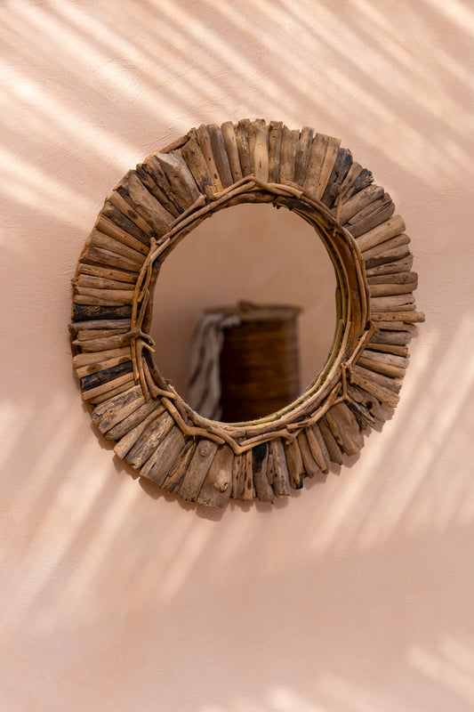 Le Driftwood Crown Mirror - Naturel - M