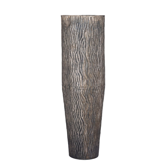 PTMD-Deandra Silver alu plantenpot golvend- Set van 3