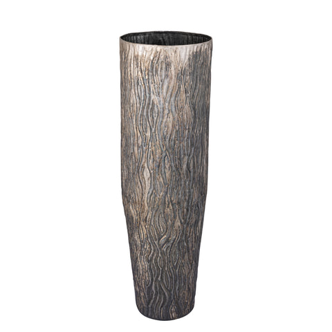 PTMD-Deandra Silver alu plantenpot golvend- Set van 3
