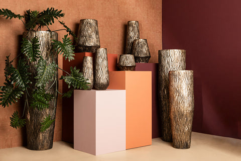 PTMD-Deandra Silver alu plantenpot golvend- Set van 3