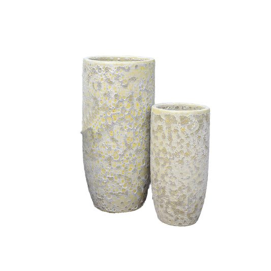 Dezzel Yellow glazed round ceramic pot high SV2