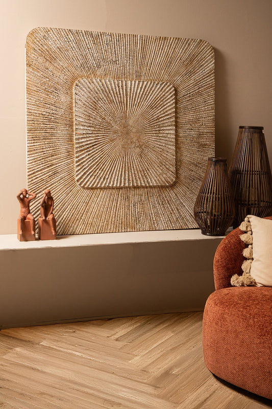 Dishita Cream square mdf wall panel ribbed small